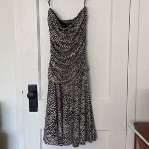 Sparkly black and white strapless party dress